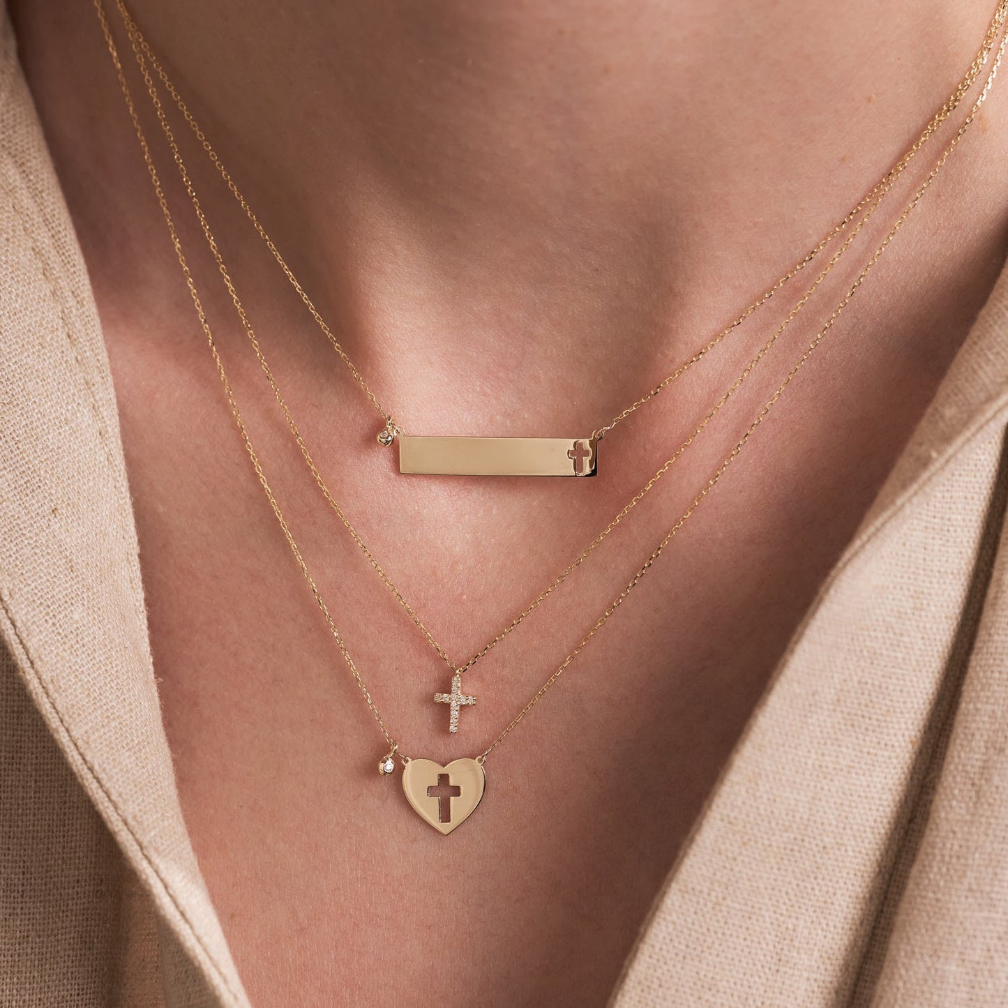 Kreuz-Herz-Diamant-Halskette