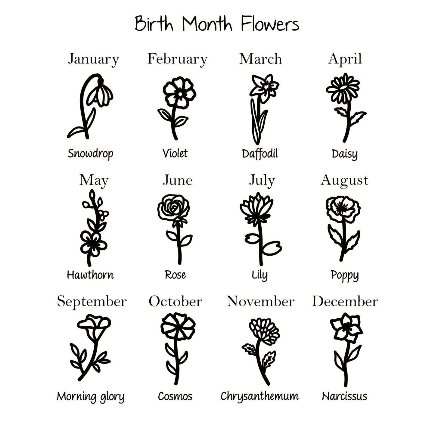 Geburtsblume mit Geburtsstein Anhänger Halskette