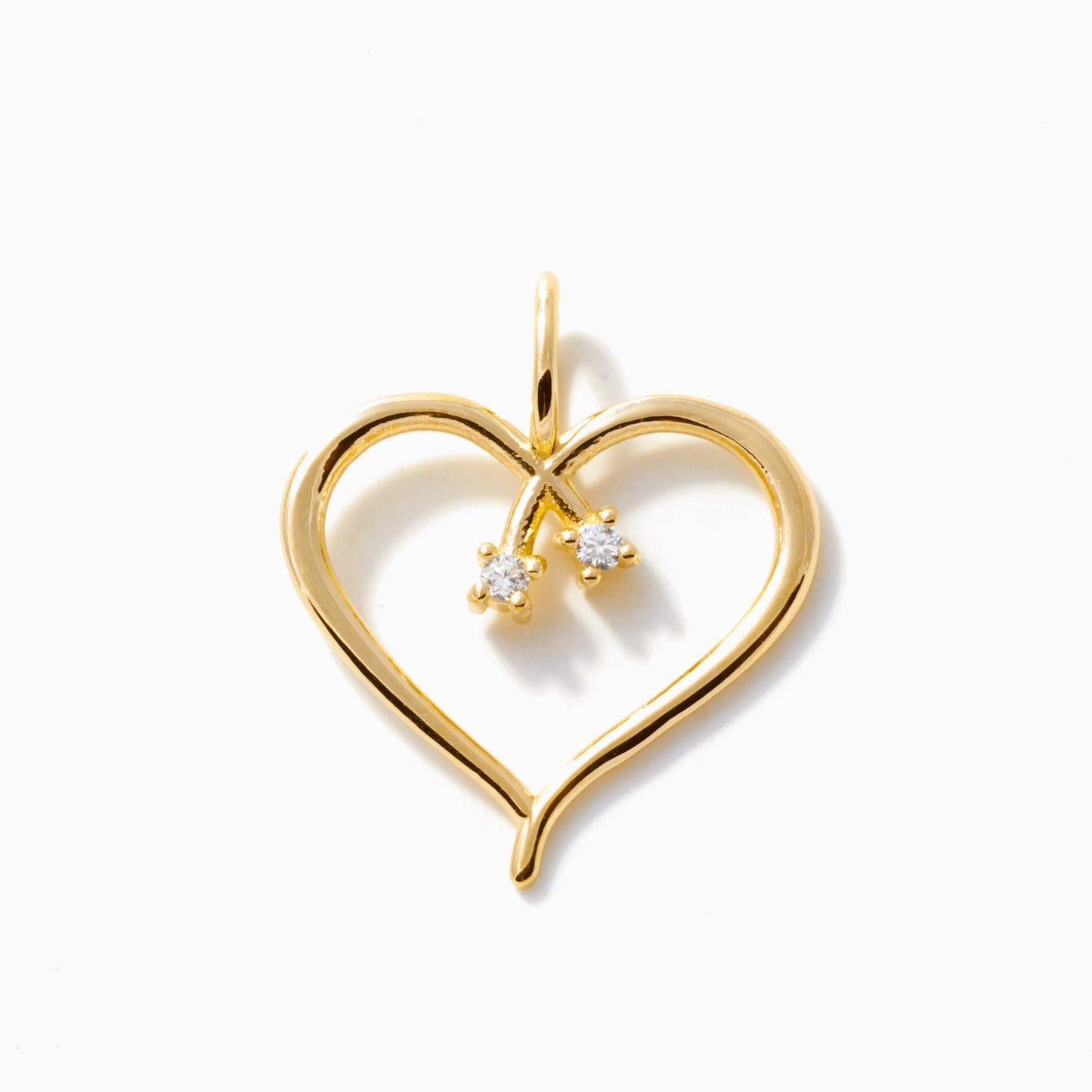 Offene Herzkette mit zwei Diamanten