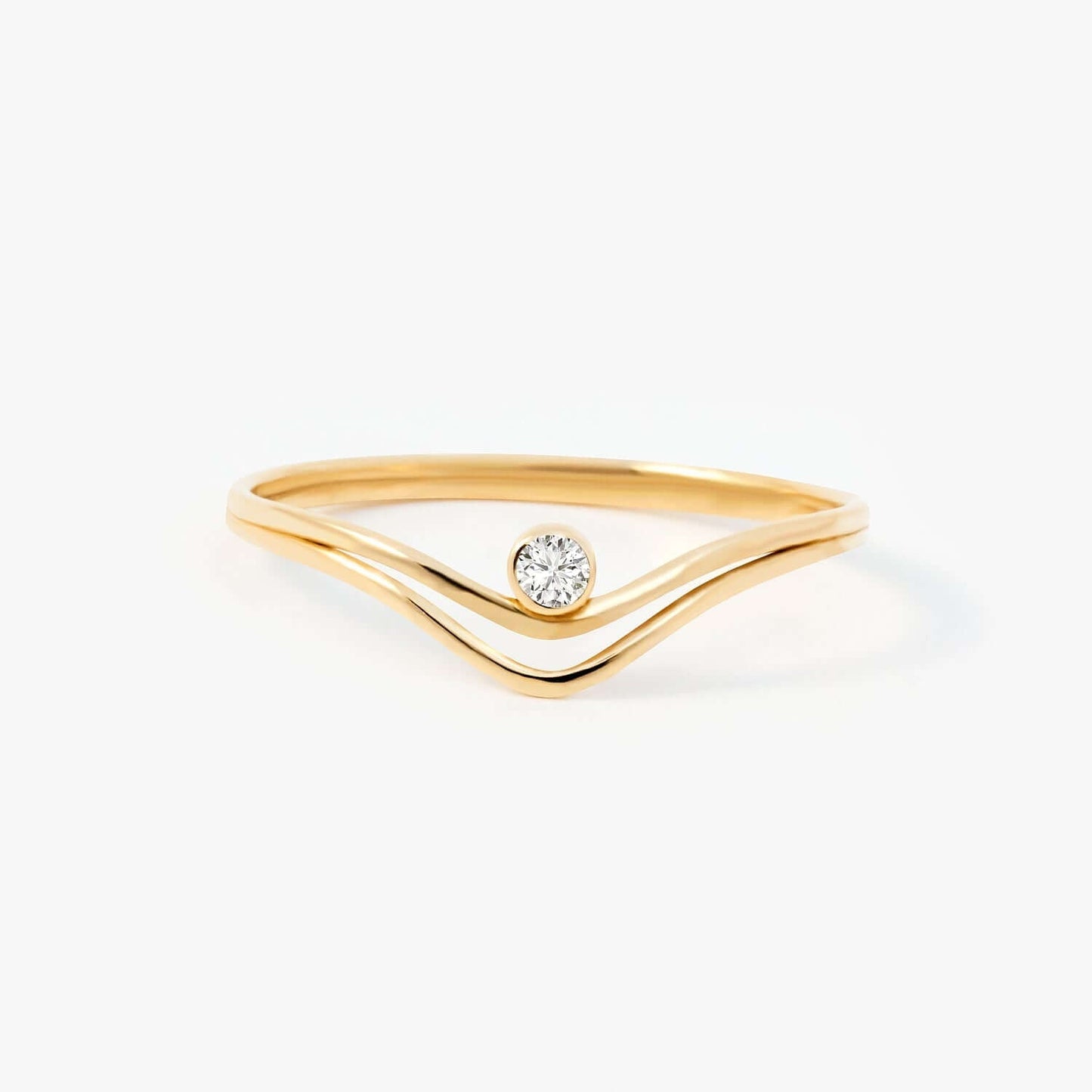 Diamond Solitaire V Ring in 585 solid gold