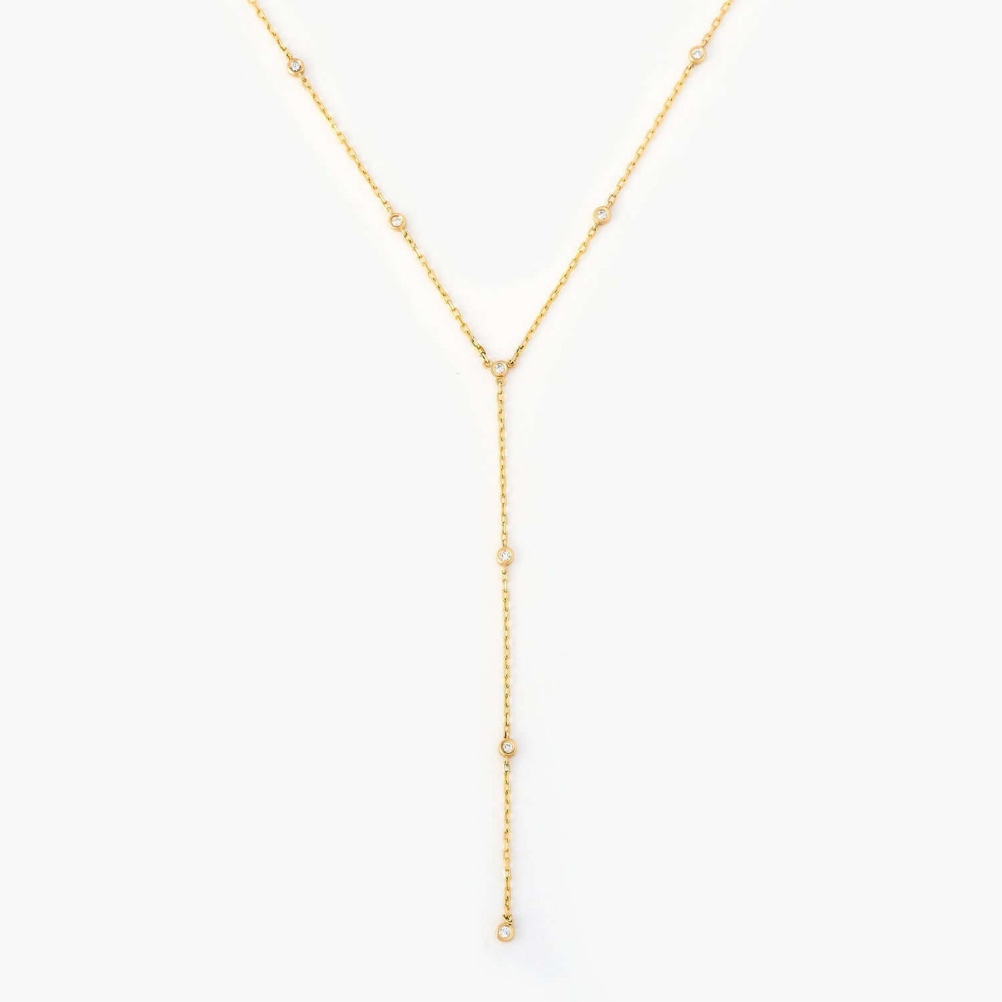 Collier Y serti clos de diamants en or massif 585
