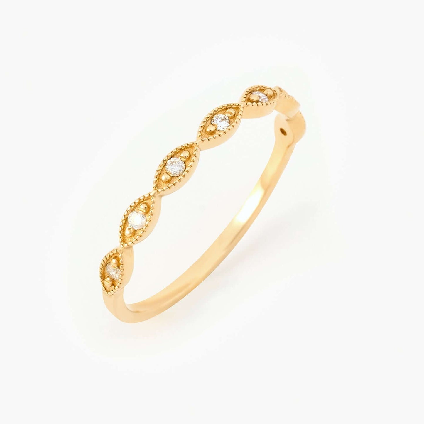 Diamond Art Deco Half Eternity Ring in 585 Solid Gold
