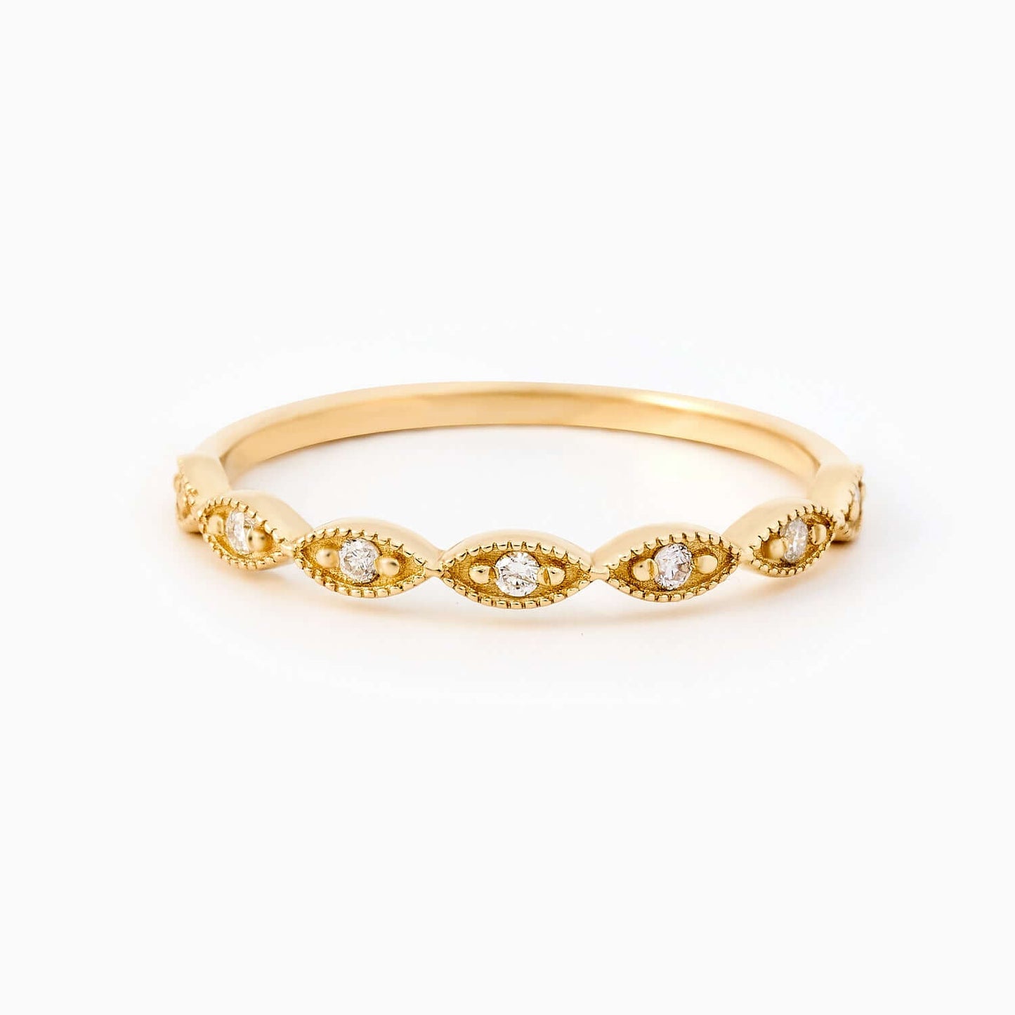 Diamond Art Deco Half Eternity Ring in 585 Solid Gold