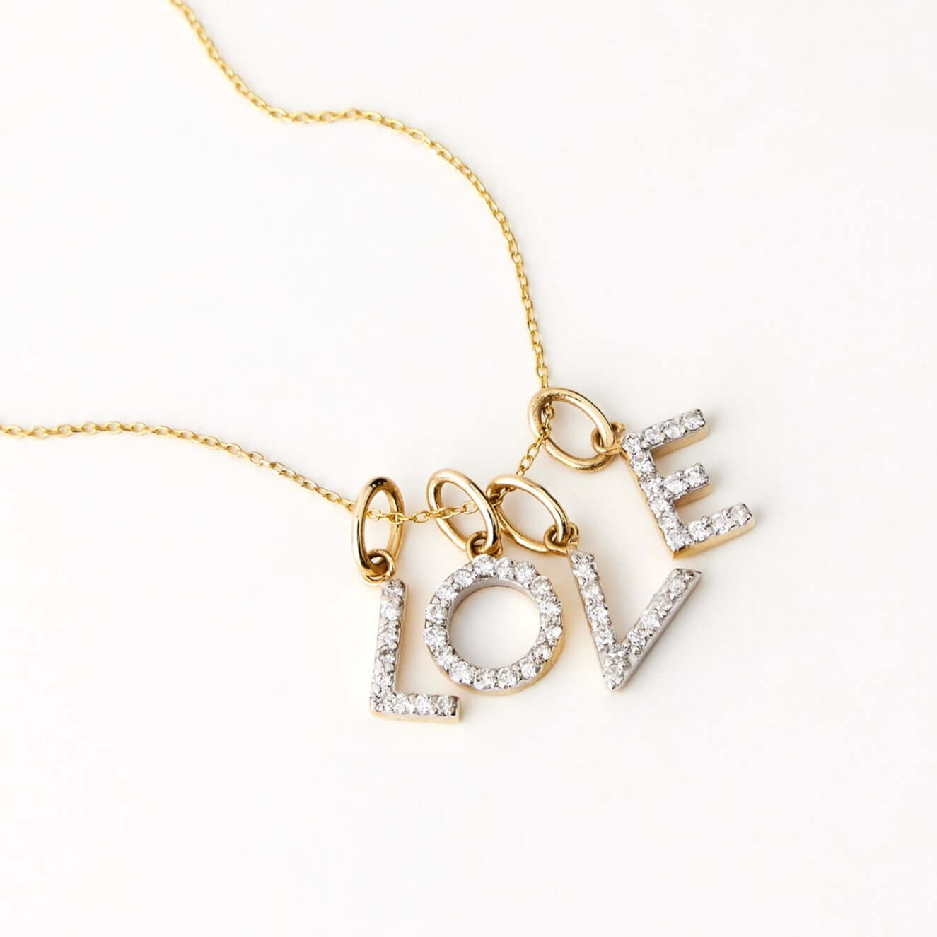 Diamond initial pendant in 585 solid gold | Diamond letter pendant (A to Z, all letters)