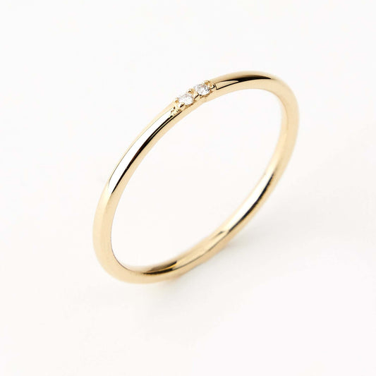 Bague minimaliste diamant en or massif 585