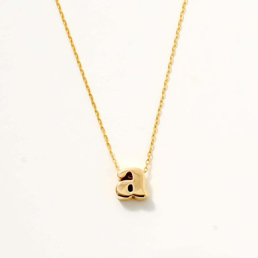 Mini necklace with small initial letter in 585 solid gold