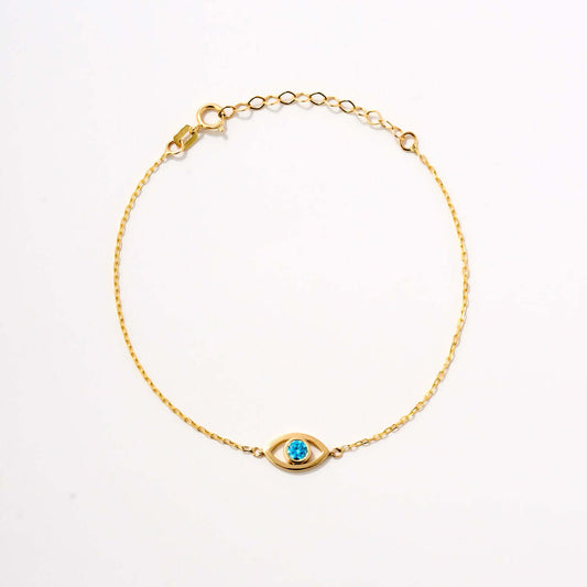 Birthstone Evil Eye Bracelet in 585 Solid Gold