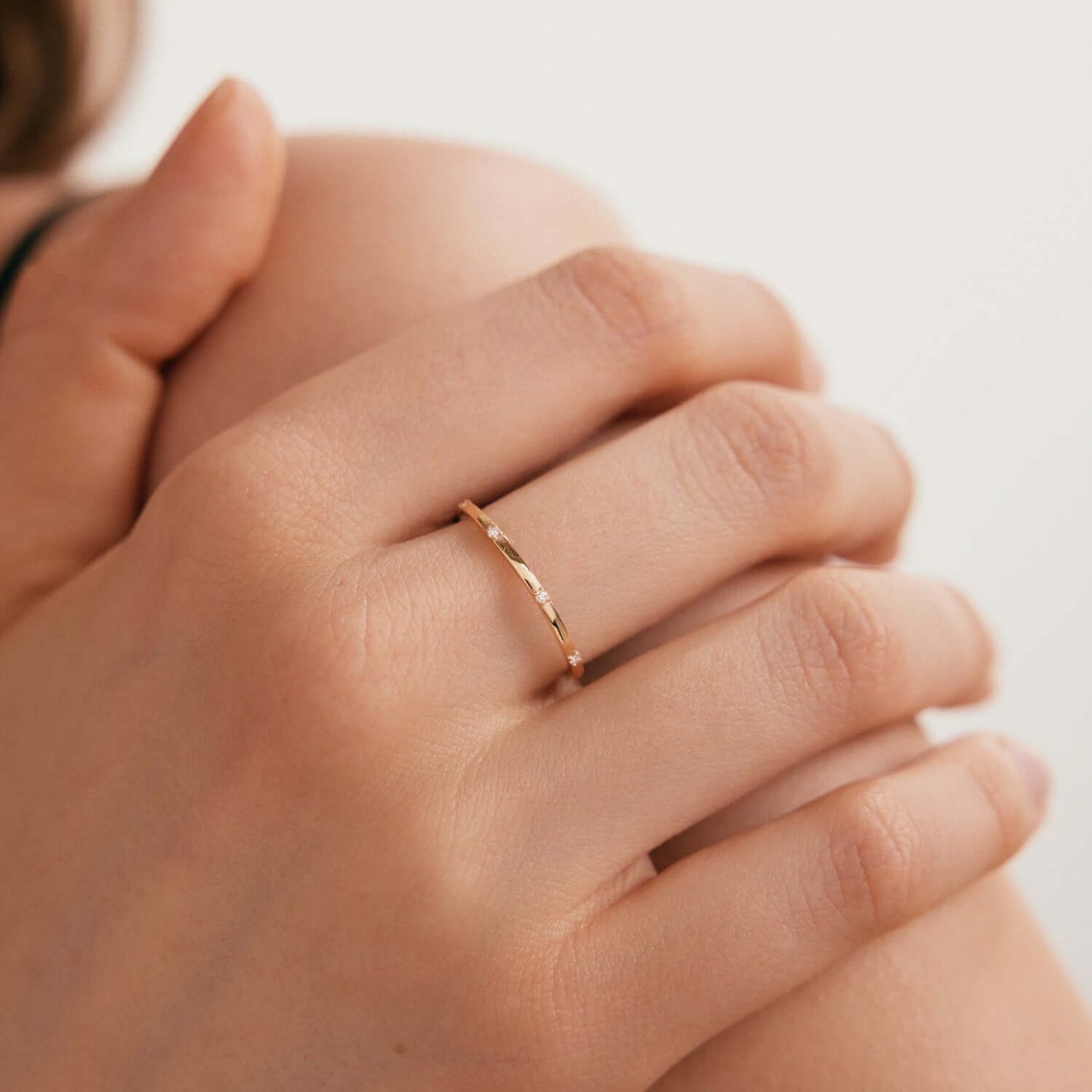 Bague empilage de diamants en or massif 585
