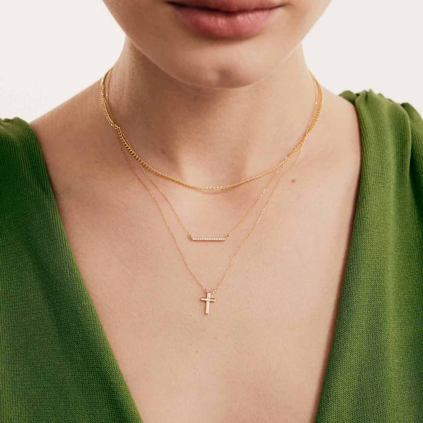 Diamant Solitaire Kreuz Halskette