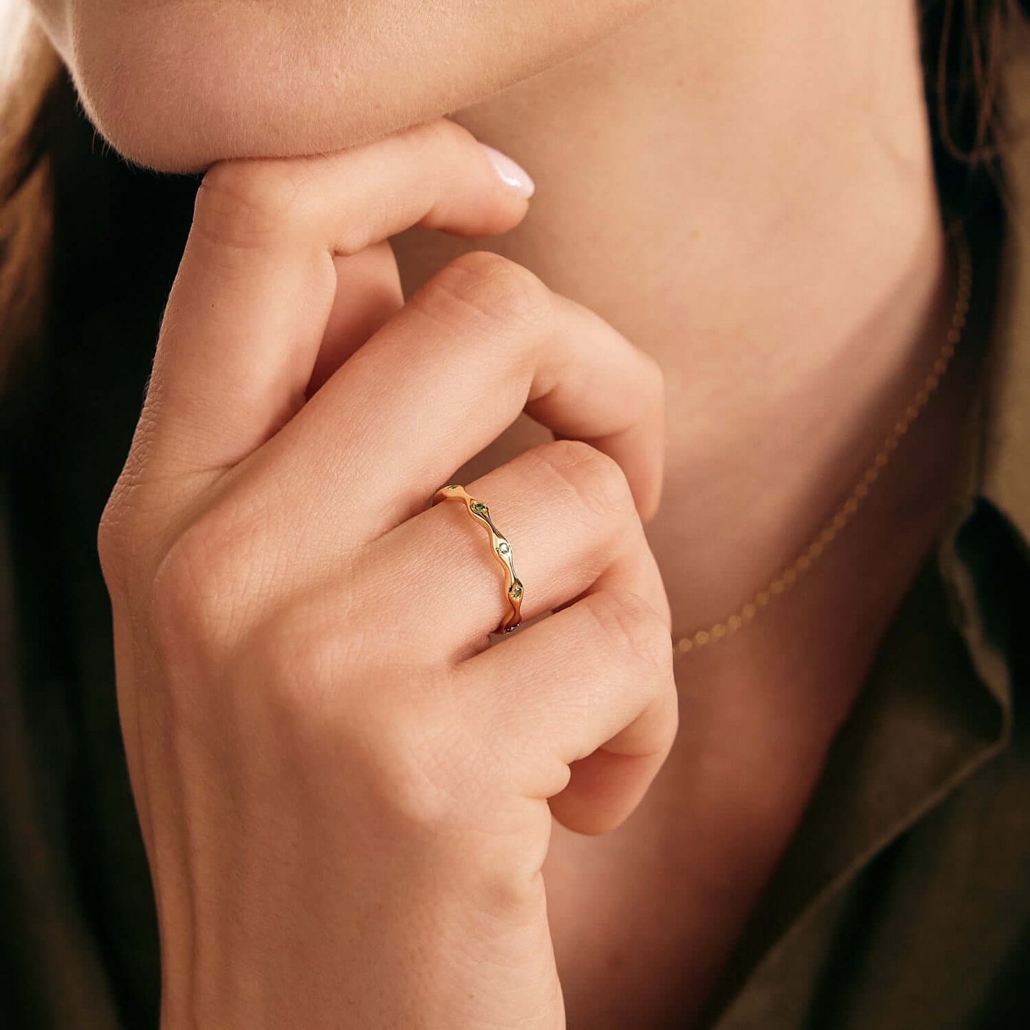 emerald wedding ring in 585 solid gold