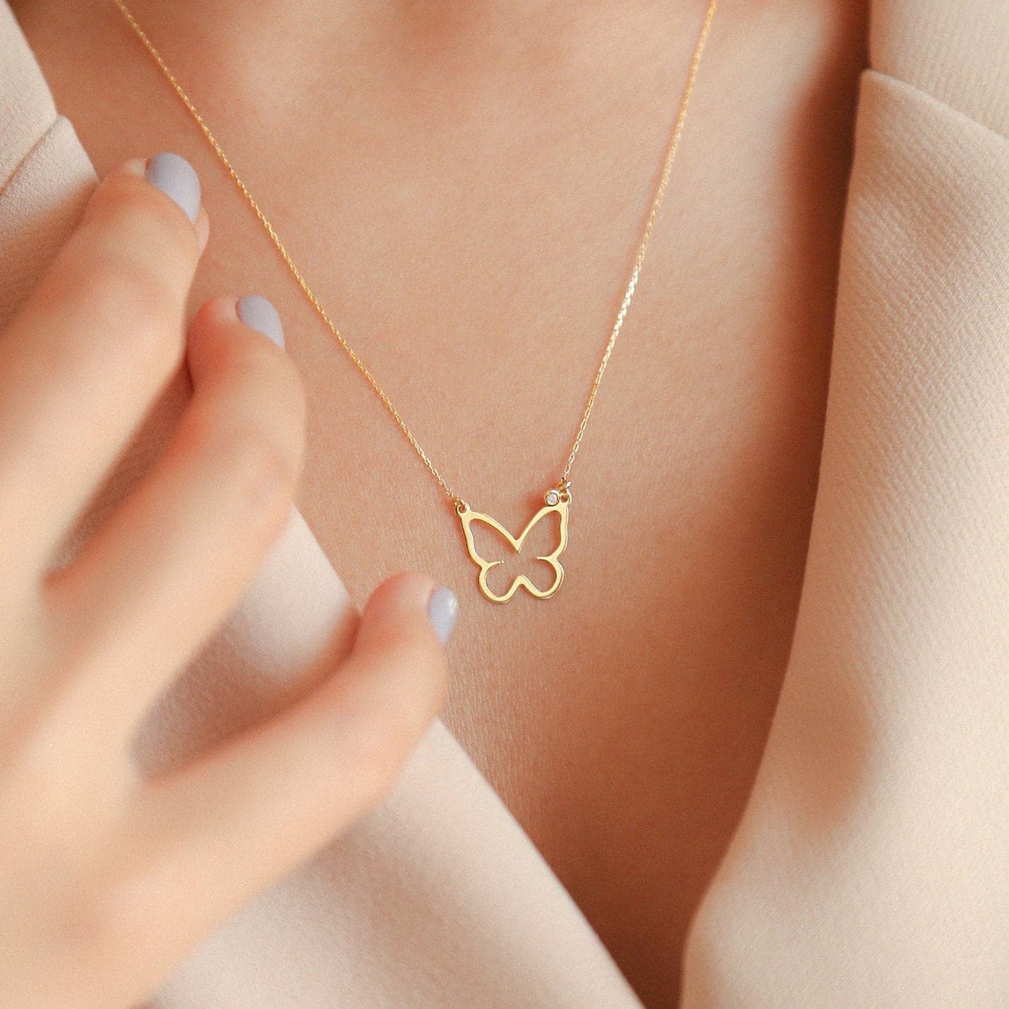 Diamant-Schmetterling-Halskette