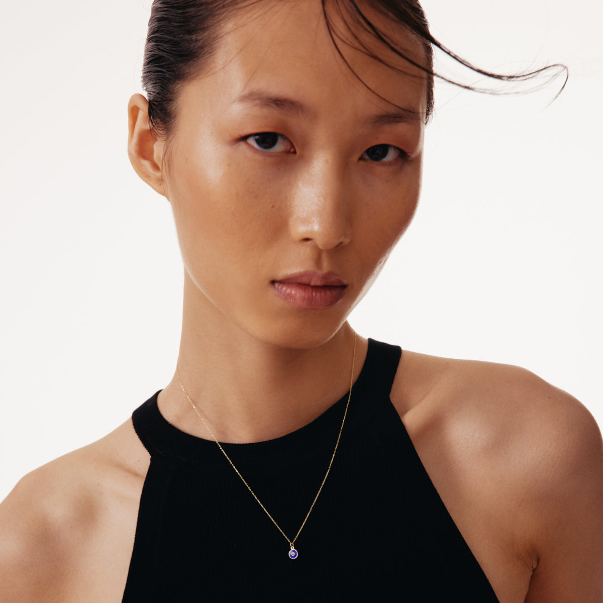 Collier de perles Evil Eye en or massif 585