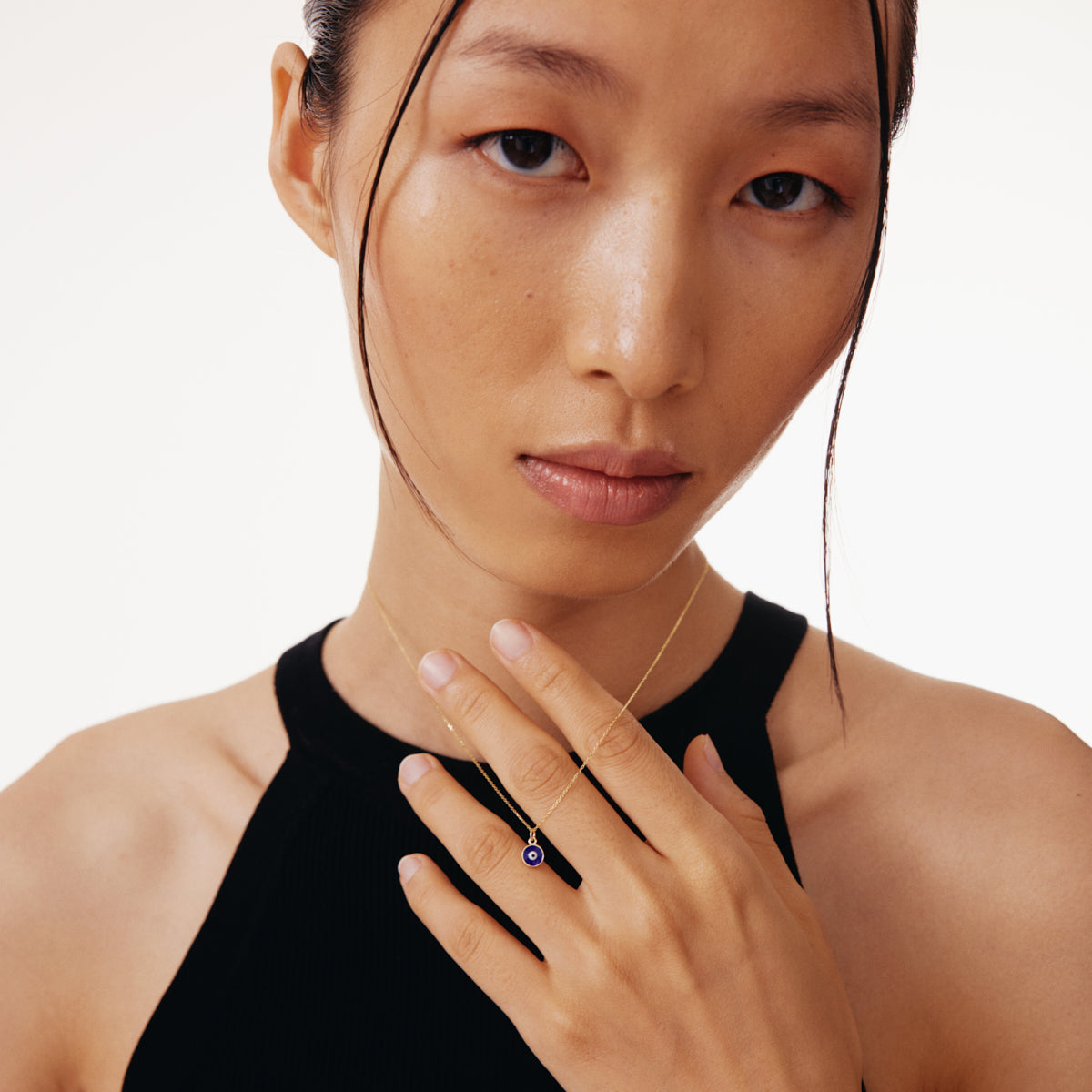 Collier de perles Evil Eye en or massif 585