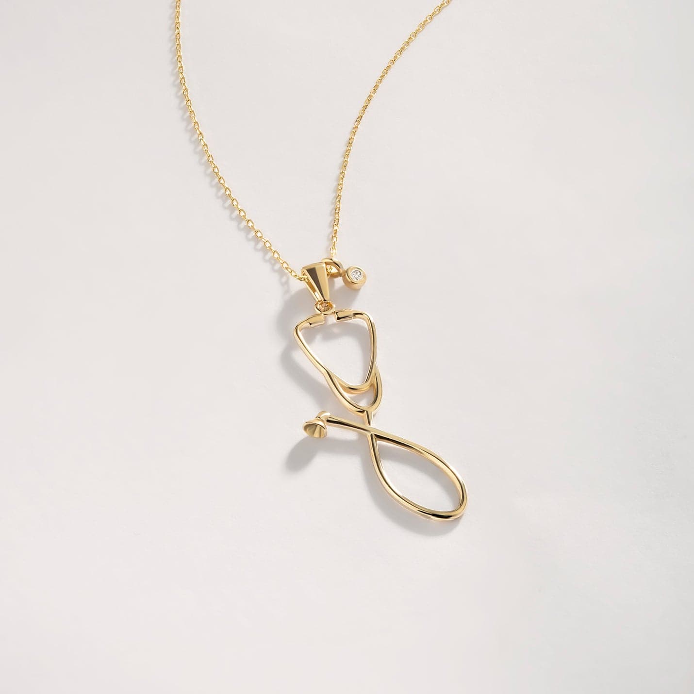 Collier stéthoscope diamant en or massif 585