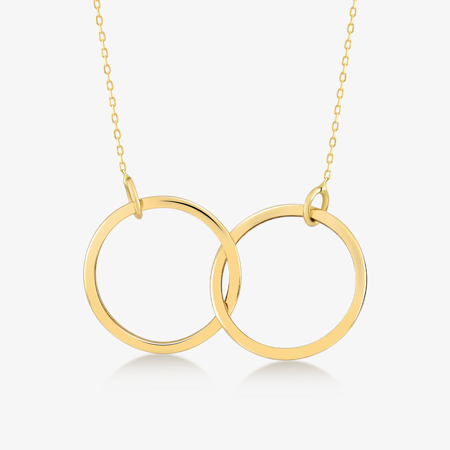 Two intertwined circles pendant necklace made of 585 gold