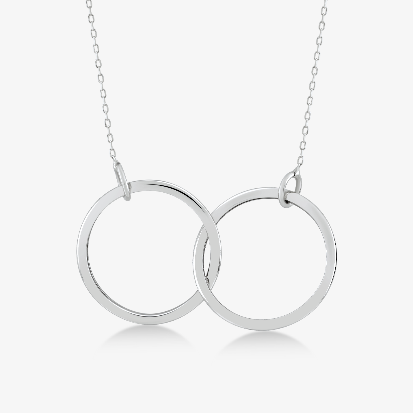 Two intertwined circles pendant necklace made of 585 gold