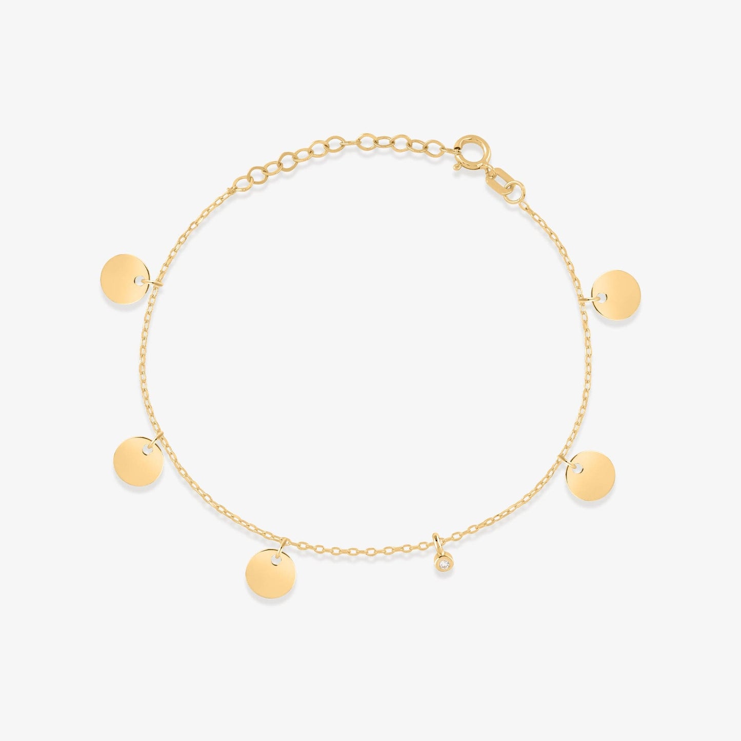 diamond disc station bracelet made of 585 gold