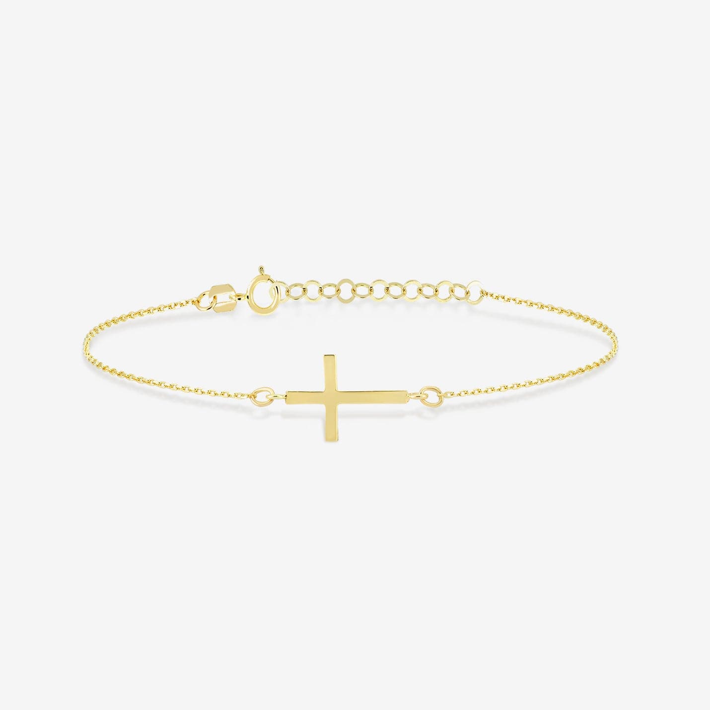 Horizontal cross bracelet made of 585 gold, adjustable