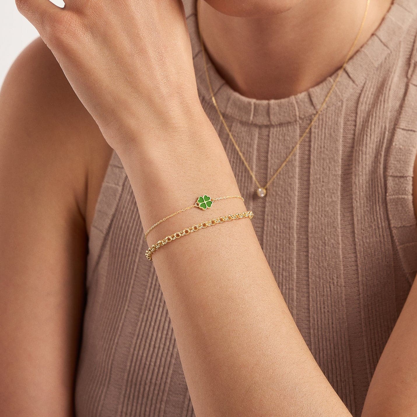 Grünes Kleeblatt-Armband