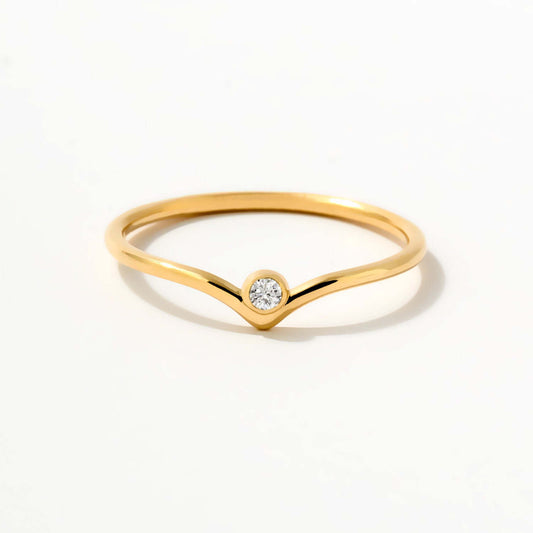 Birthstone Solitaire V Ring in 585 Solid Gold
