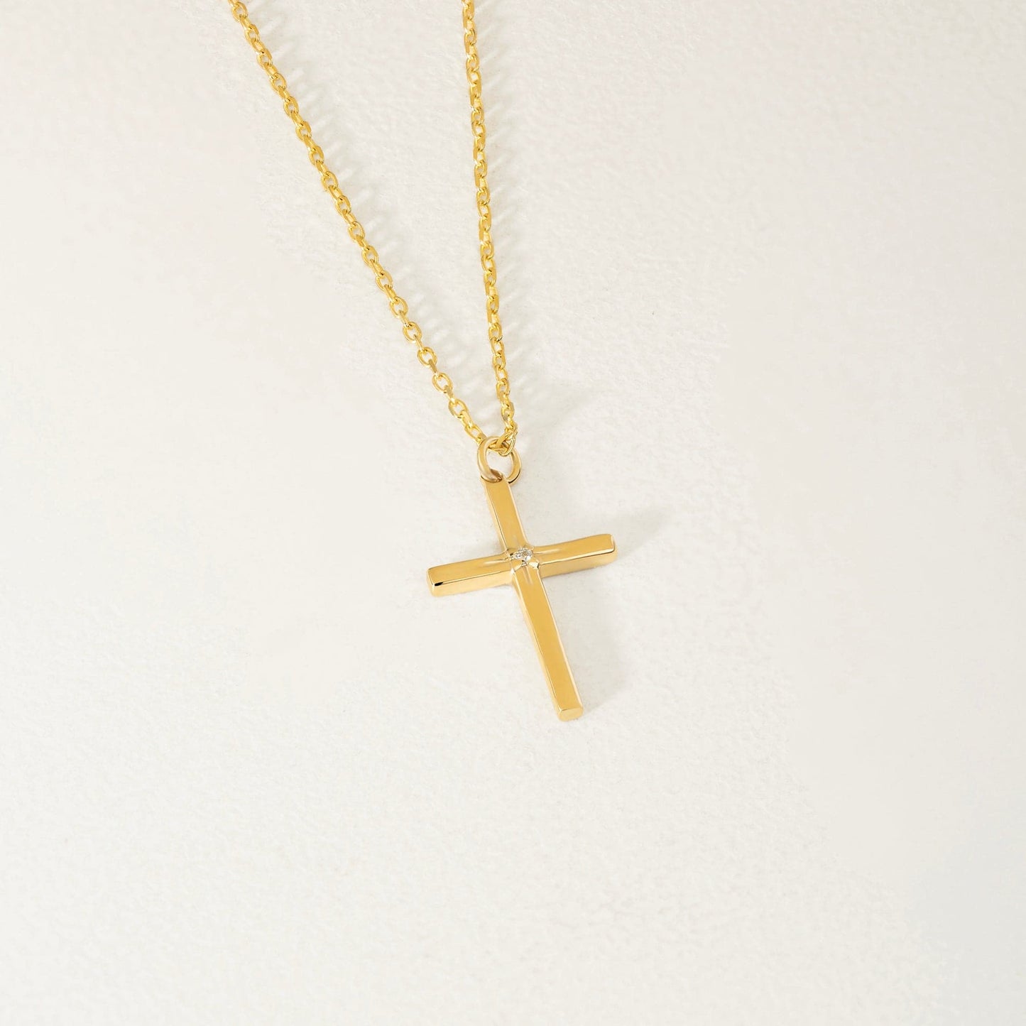 Solitär-Kreuz-Diamant-Halskette
