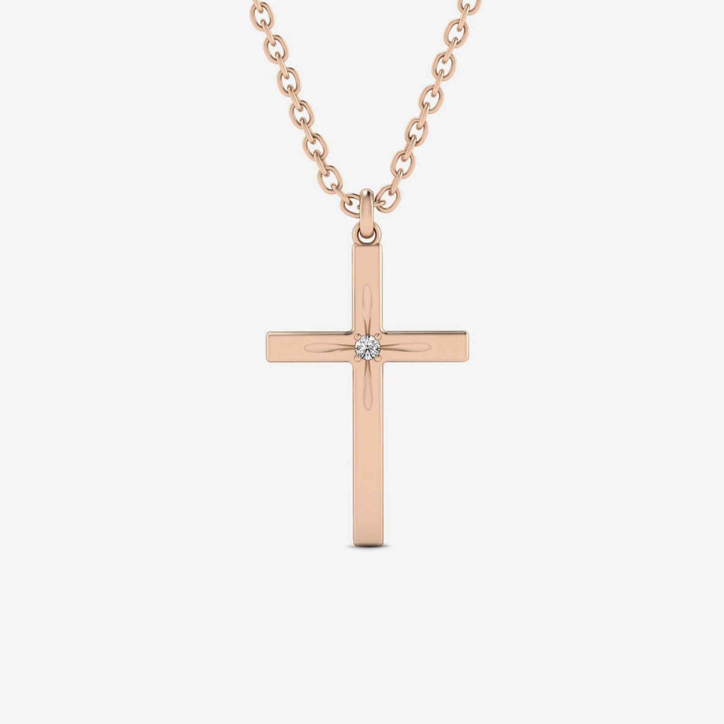 Solitaire cross diamond necklace in 585 white gold