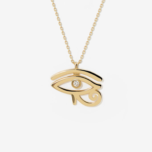 CZ Eye of Horus necklace in 585 gold