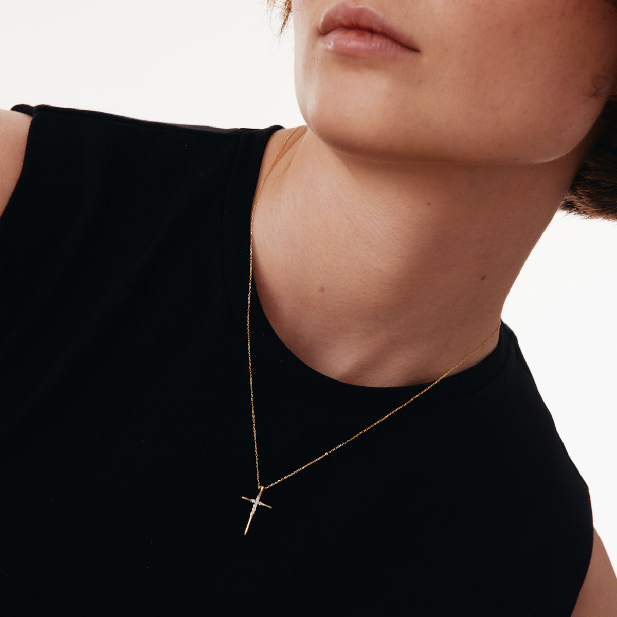 Collier diamant Bold Cross en or 585