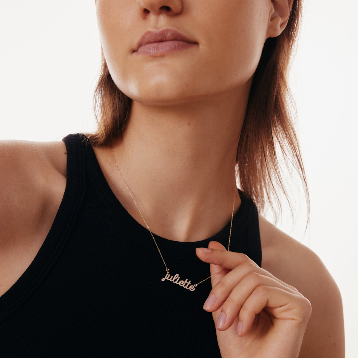 Individuelle Diamant-Kursiv-Namen-Halskette