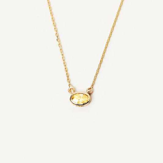 November Oval Birthstone Necklace in 14K Gold