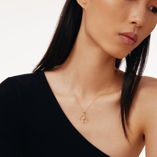 November tree with birthstones necklace in 14k gold