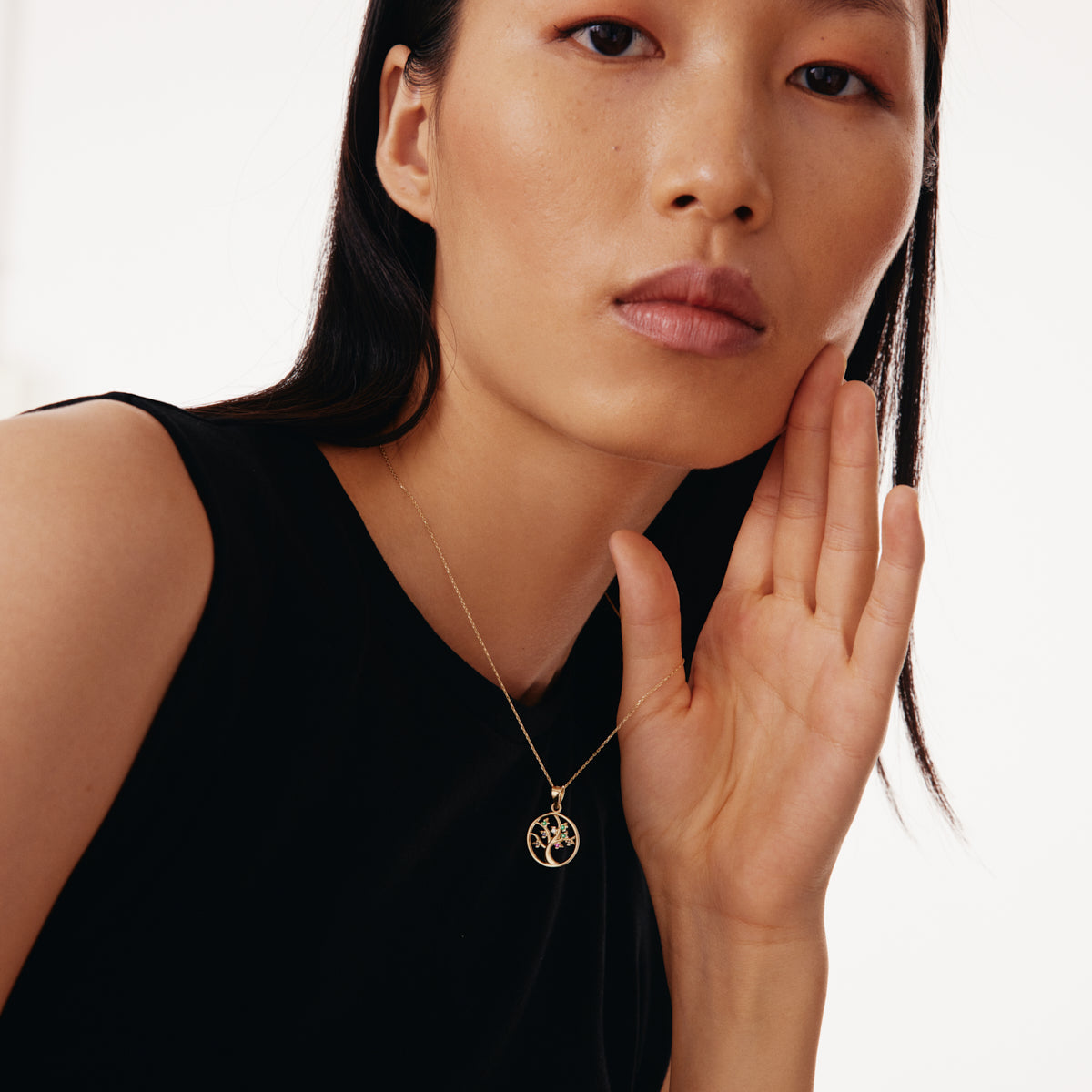 November Baum mit Geburtssteinen Halskette