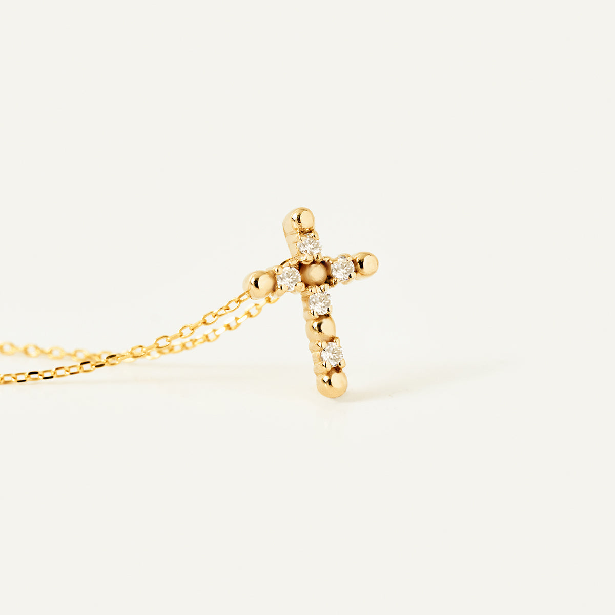 diamond pearl cross necklace made of 585 gold