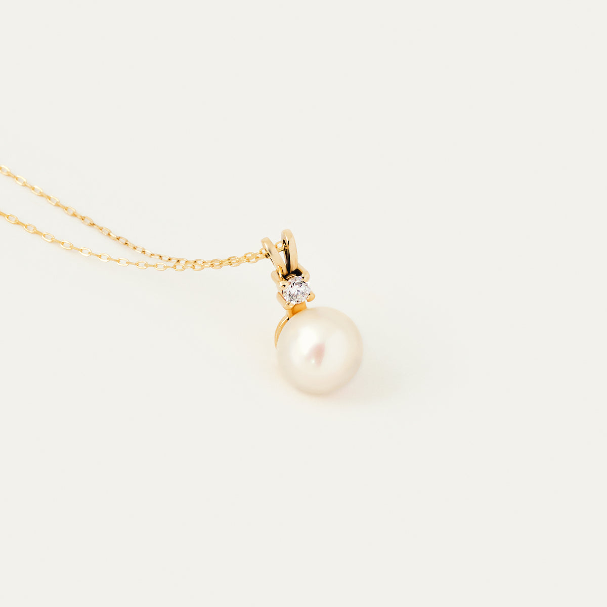 Collier pendentif CZ et perles en or 585