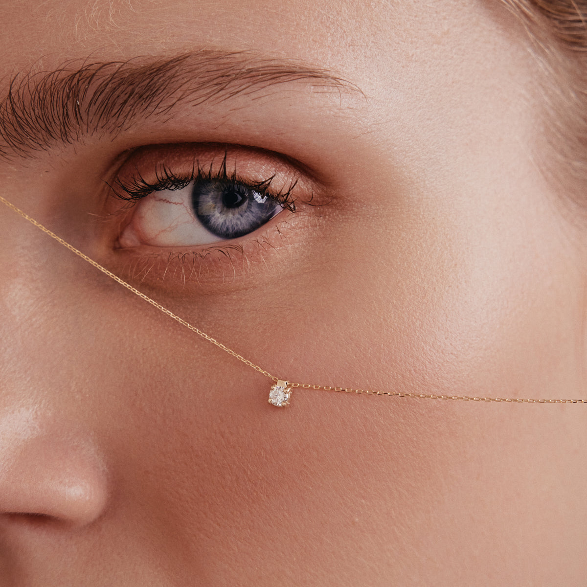 Diamond round cut solitaire necklace in 14k gold