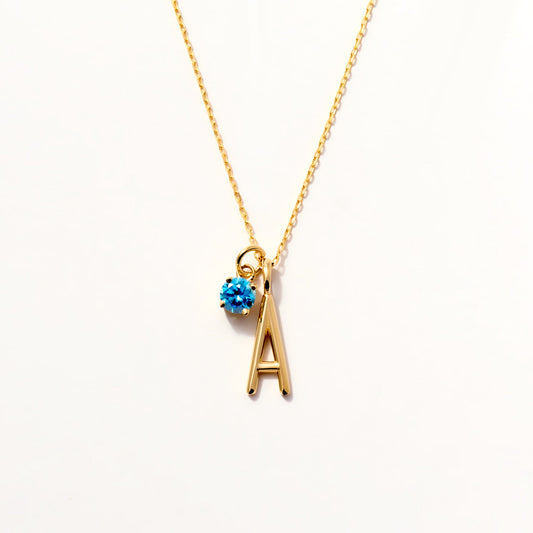 birthstone initial pendant made of 585 solid gold
