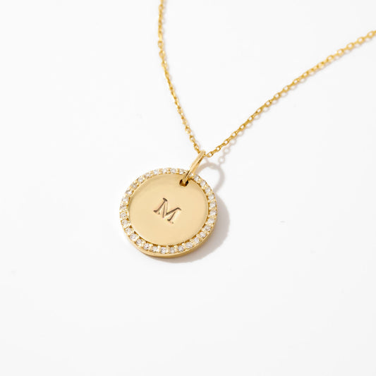 Engravable disc chain in 585 solid gold