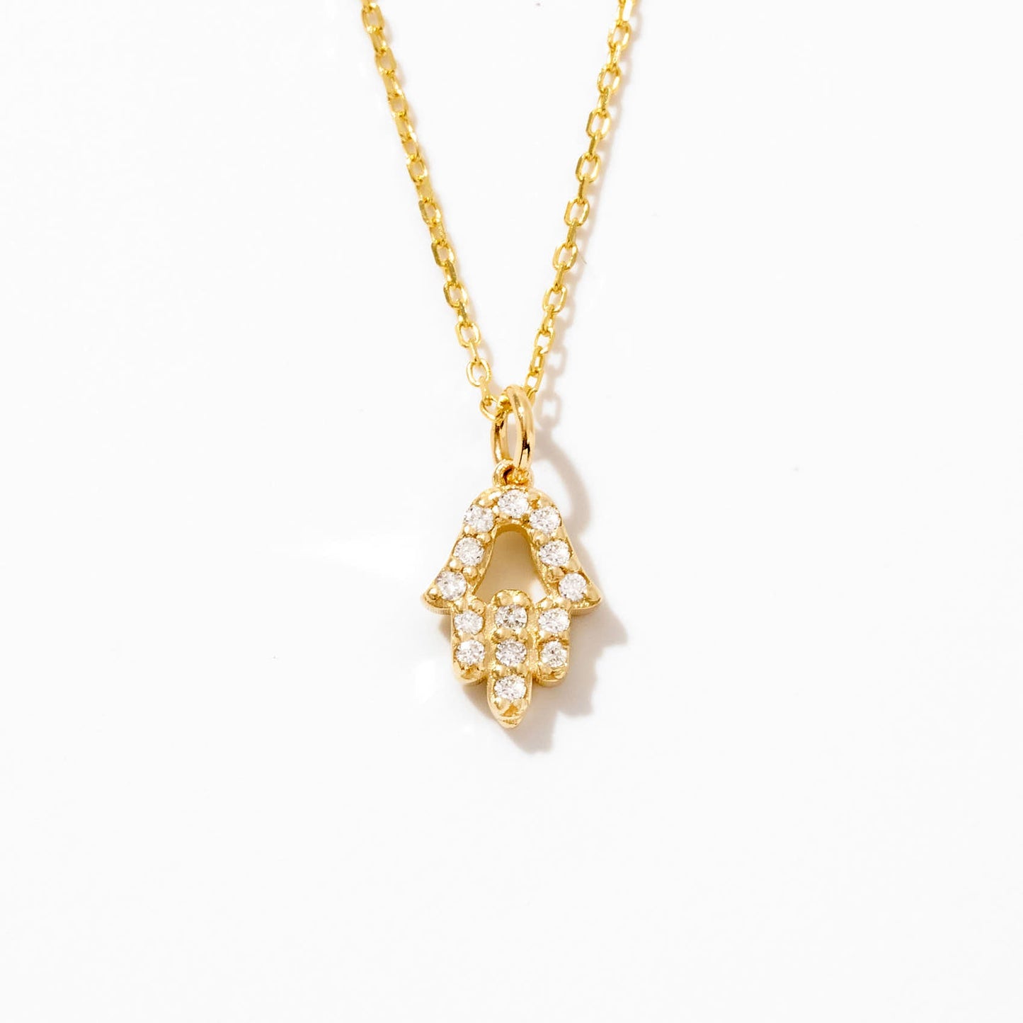 Diamond Hamsa Hand Necklace in 585 Solid Gold