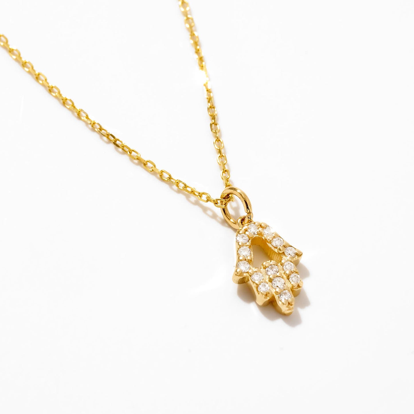 Diamond Hamsa Hand Necklace in 585 Solid Gold