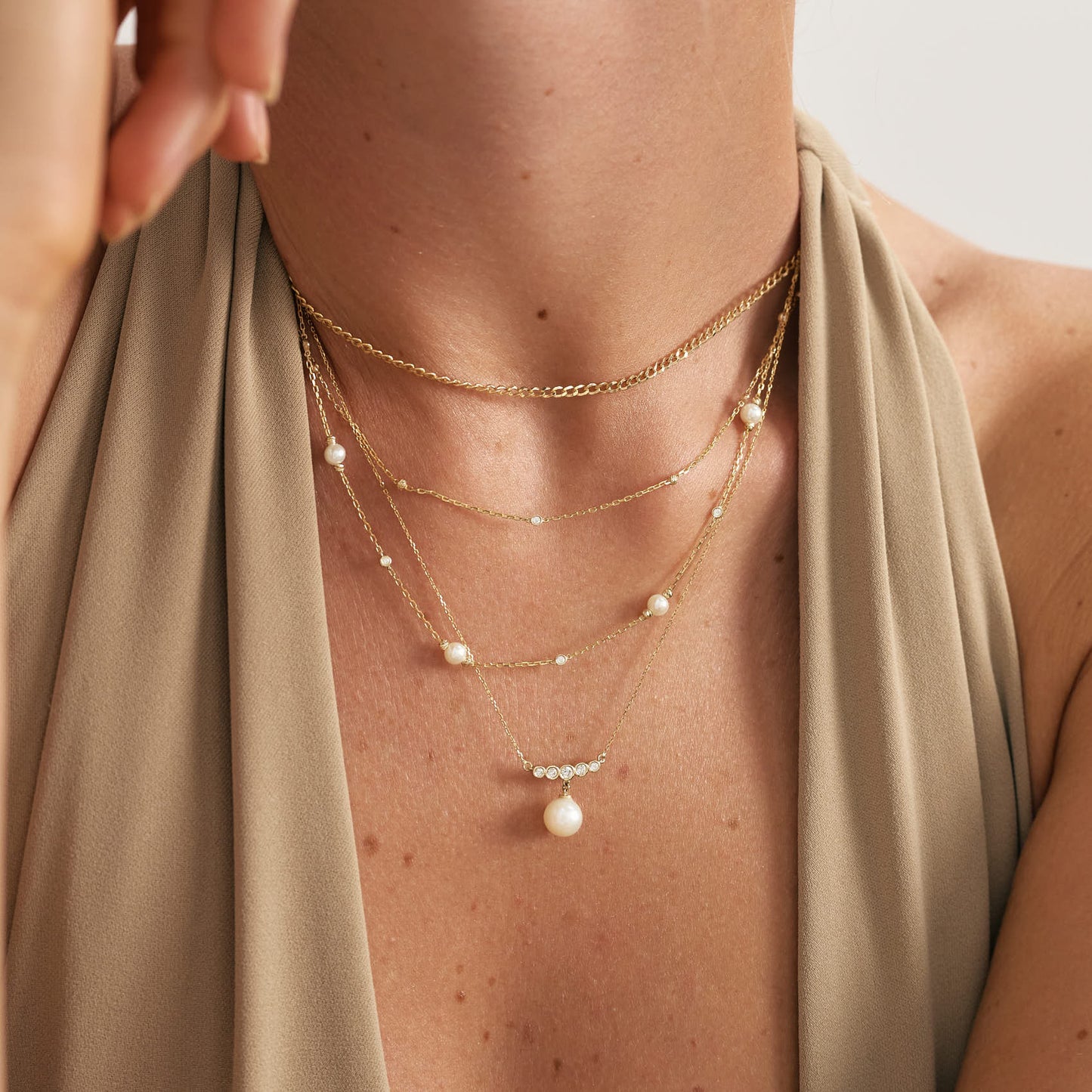 Diamanten und Perlen Y-Kette mit Tropfenanhänger