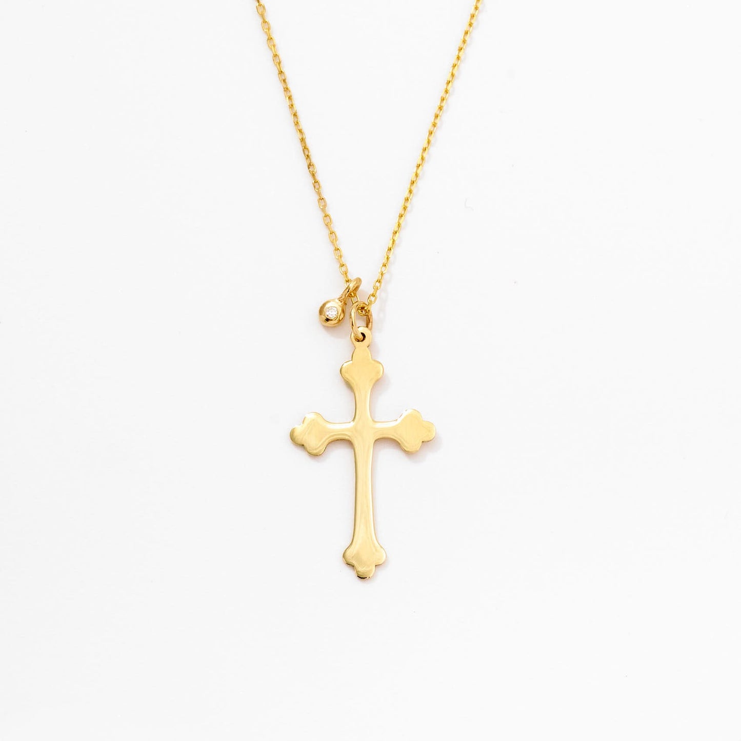 Diamond-studded cross necklace in 585 solid gold