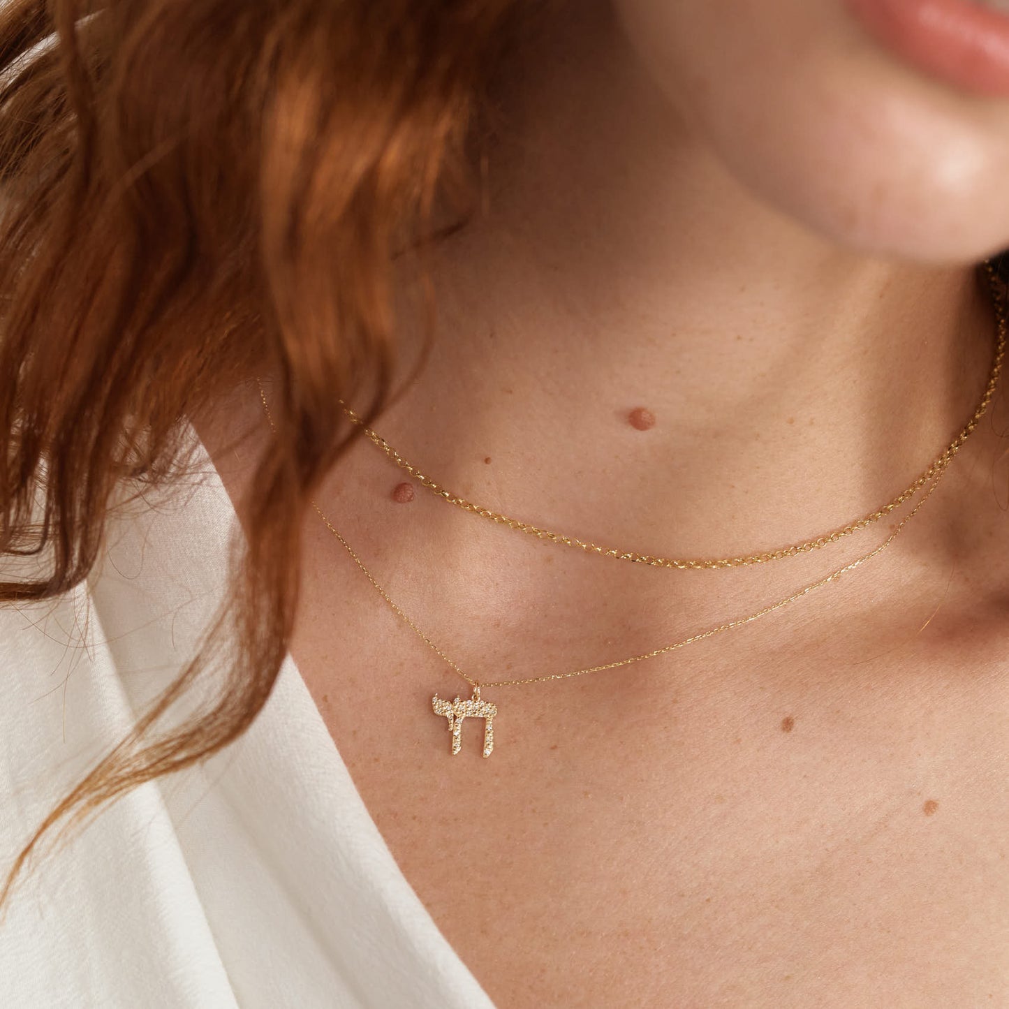 Diamond Chai Life Necklace in 585 Solid Gold