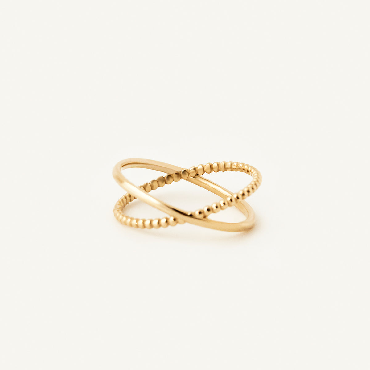 Ball Bead X Ring in 585 gold