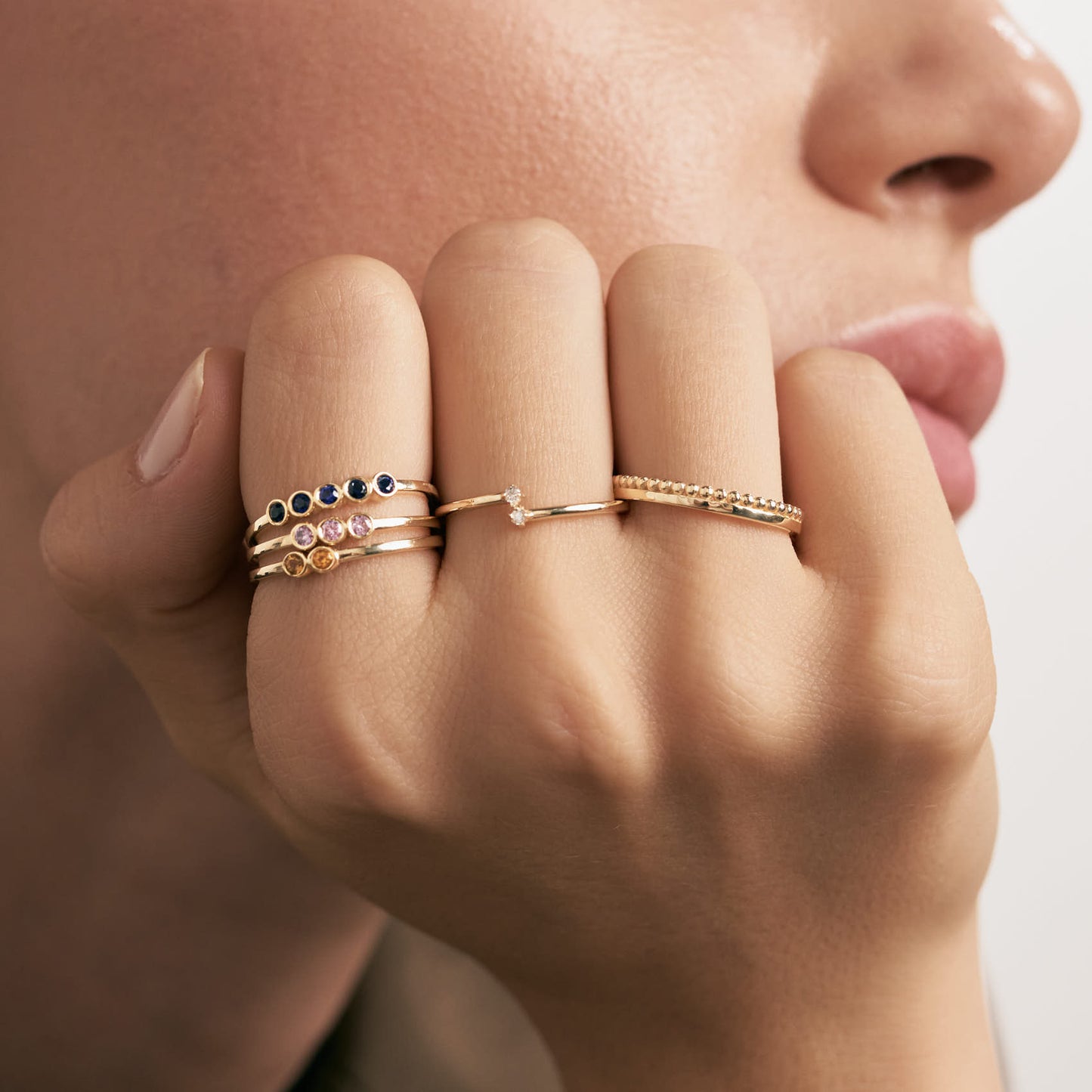 Bague empilage de diamants en or massif 585