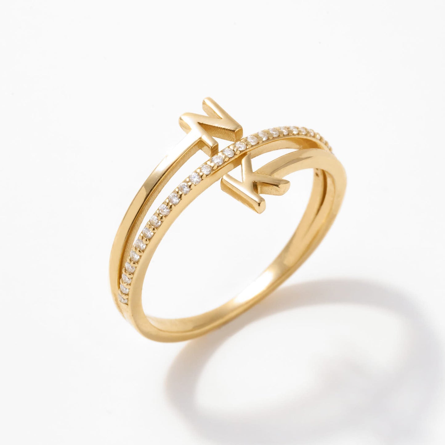 Diamant Doppel-Initialen-Ring