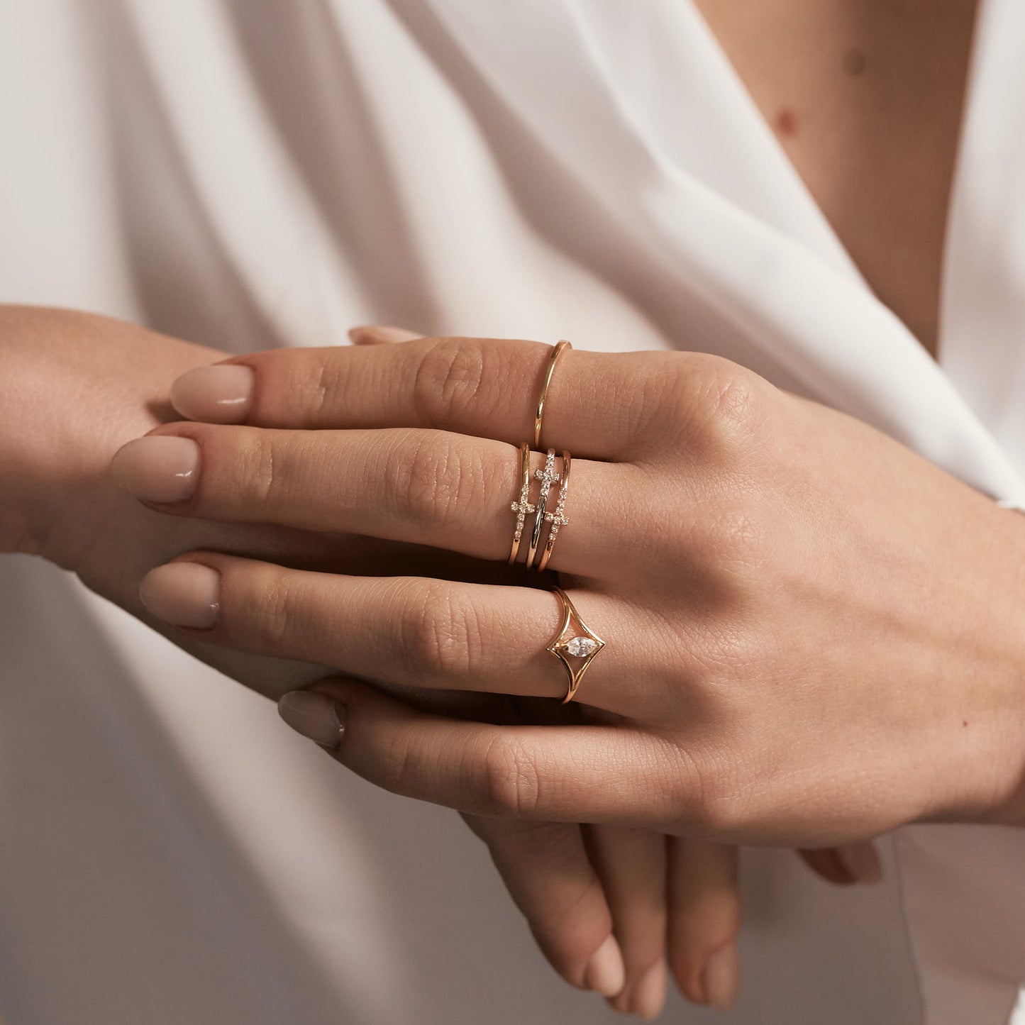 Diamond Slim Signet Ring in 585 Solid Gold