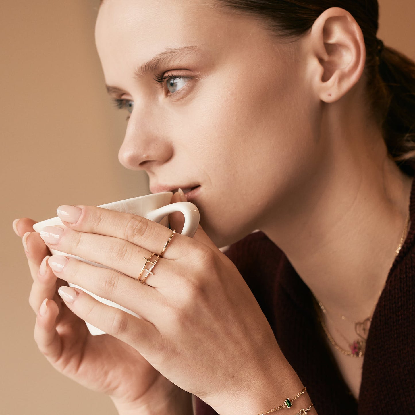 Diamond Slim Signet Ring in 585 Solid Gold