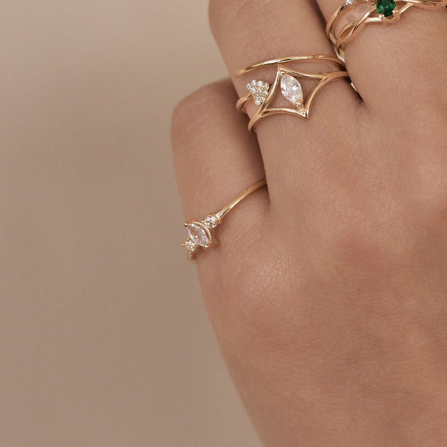 Three Stone - Pear Ring