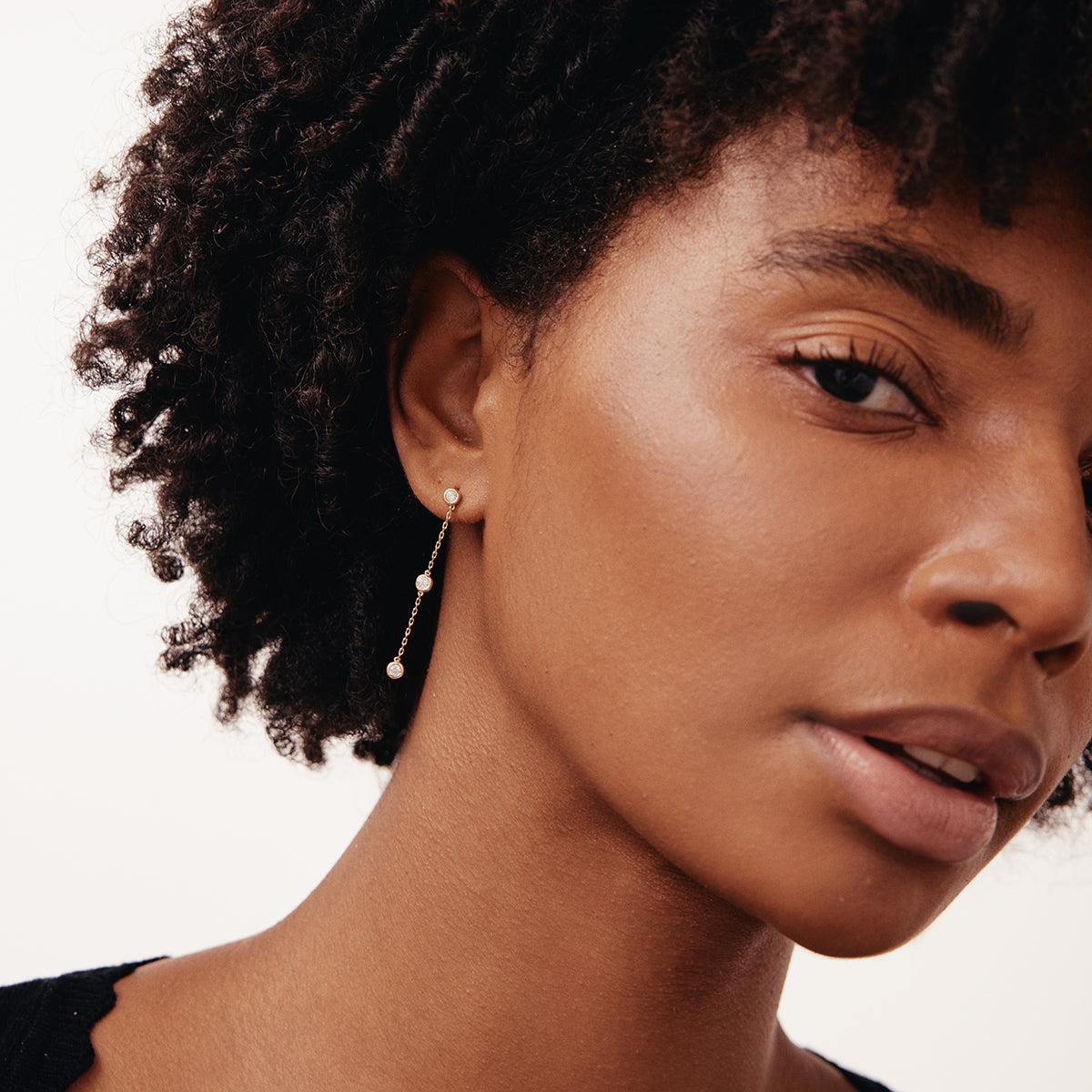 Boucles d'oreilles chaîne diamant en or 585