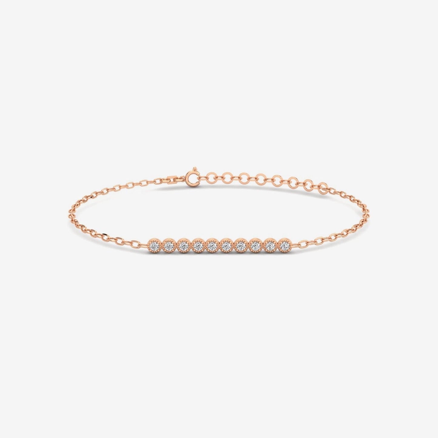Bezel-set diamond bar bracelet made of 585 gold